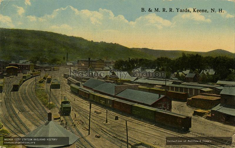 Postcard: Boston & Maine Railroad Yards, Keene, New Hampshire